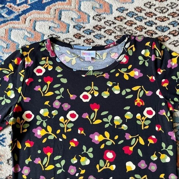 LulaRoe Floral Animal Print Julia T Shirt Dress - Picture 2 of 4